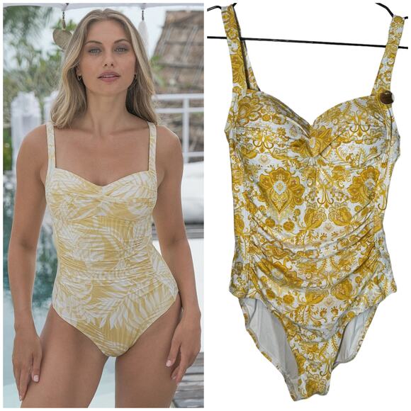 New Niptuck Joanne One Piece Yellow White‎ Print 6 - Picture 1 of 8